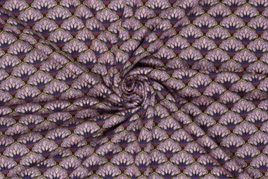 Retro motief stoffen - Tricot stof - punta di roma - sparkling retro - paars - 22016-815