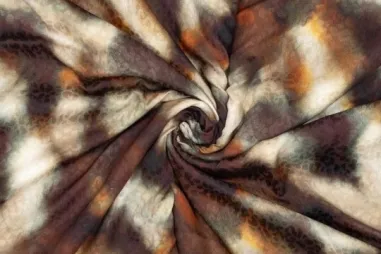 Niet rekbare stoffen - Viscose stof - jacquard - tie dye dierenprint - bruin - 925055-20