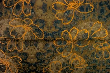 Stenzo Stoffe - Tricot stof - digitaal bloemen - oranje multi - 26005-33