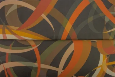 Stenzo Stoffe - Tricot stof - digitaal abstract - bruin oranje - 26010-22