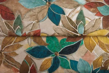 Najaar stoffen - Tricot stof - digitaal bloemen - beige multi - 26015-22