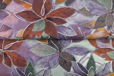 Oranje stoffen - Tricot stof - digitaal bloemen - lila multi - 26015-33
