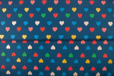 Blaue Stoffe - Tricot stof - digitaal hartjes - donkerblauw - 26211-15