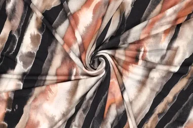Oeko-Tex klasse 2 - Tricot stof - digitaal watercolor strokes - oranje - 22025-445