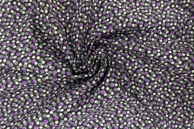 JT stoffen - Katoen stof - knopen - zwart paars wit - JT656