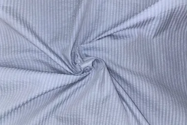 Bluse - Katoen stof - mix - seersucker - strepen - lichtblauw - JT655