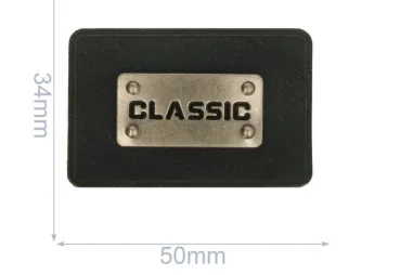 Nieuwe fournituren - Applicatie label classic 50x34 mm - zwart zilver - 102-94