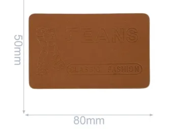 Nieuwe fournituren - Applicatie label jeans classic fashion 80x50 mm - bruin - 102-141