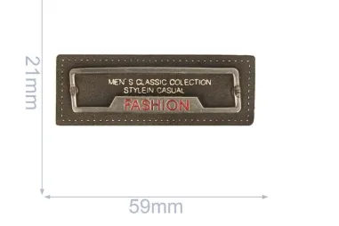Nieuwe fournituren - Applicatie label fashion 59x21 mm - bruin - 102-64