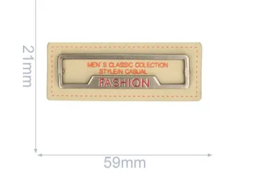 Nieuwe fournituren - Applicatie label fashion 59x21 mm - beige - 102-55
