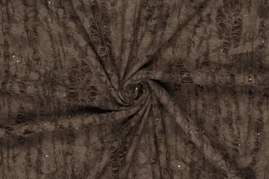 Nieuwe stoffen - Tricot stof - dropps holes jacquard - bruin - 22075-100