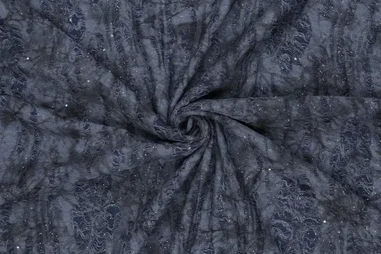 Spijkerstof - indigo twist diamonds - blauw - 21923-660 - Tricot stof - dropps holes jacquard - blauw - 22075-690