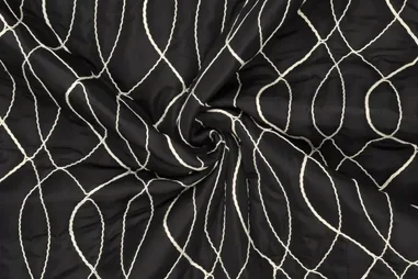 Oeko-Tex klasse 2 - Doorgestikte stof - stepped cord - zwart - 22064-999