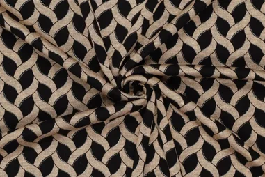 Katoen stof - batik - voile - abstract - zwart - 23371-069 - Tricot stof - punta di roma - sparkle richy - zwart - 22080-179
