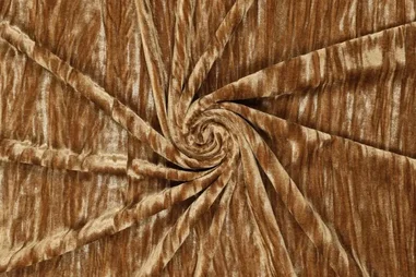 97% Polyester, 3% Elastan stoffen - Velours stof - golden velours chrushed - camelbruin - 22102-098