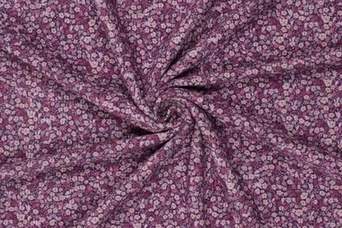 Jersey Stoff - violett - 18600-14 - Ribcord stof - corduroy - bloemetjes - paars multi - 22238-810