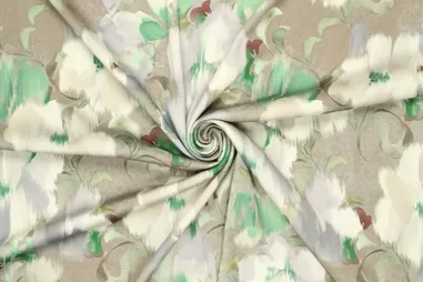 Nieuwe stoffen - Viscose stof - stretch - satijn - digitaal bloemen - groen multi - 22293-320