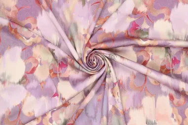 Nieuwe stoffen - Viscose stof - stretch - satijn - digitaal bloemen - roze multi - 22293-820