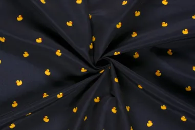 Nieuwe stoffen - Recycled polyester stof - quick dry swimwear - digitaal badeenden - donkerblauw - 23864-008