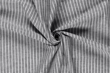 Linnen stof - gerecycled woven mixed linen - zwart - 0823-999 - Linnen stof - linnen mix chambré - strepen - zwart - 23033-069