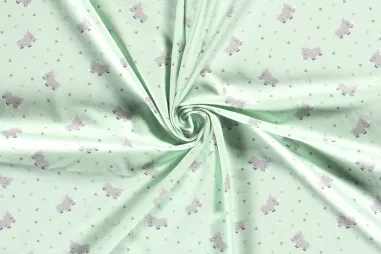 Nieuwe stoffen - Tricot stof - neushoorns - mintgroen - 17655-021