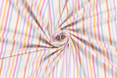 Nieuwe stoffen - Tricot stof - strepen - gebroken wit multi - 21808-051