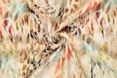 Voile stof - Crêpe Georgette - geel - 3956-035 - Viscose stof - rayon - digitaal dierenprint - geel multi - 21529-580