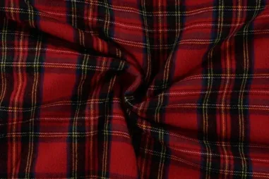 Bluse - Geruite stof - brushed - Schotse ruit - rood - 2/22612-160