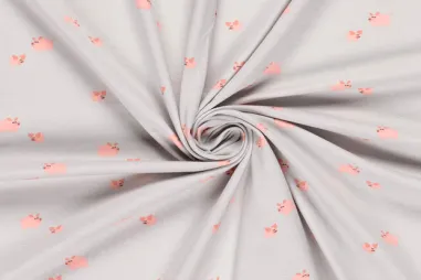 Lichtgrijze stoffen - Tricot stof - varkentjes - lichtgrijs - 21851-061