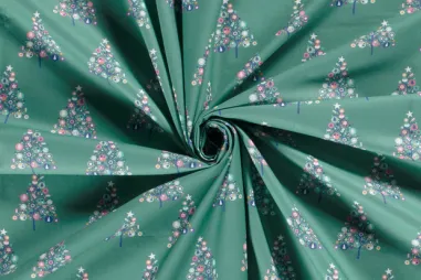 Feeststoffen - Kerststof - katoen poplin - kerstbomen - groen - 20767-024