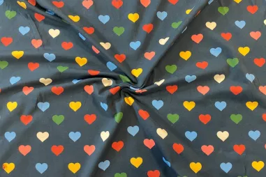 Hartjes stoffen - Tricot stof - digitaal hartjes - donkerblauw - 26211-15