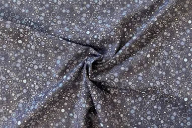 Stretch stof - Satin stretch - donkerblauw - 0748-600 - Katoen-polyester stof - fantasie - blauw - JT680