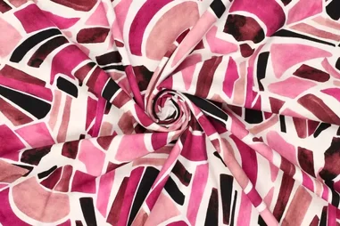 140gr/M² - Viscose stof - stretch - digitaal stones - roze - 22028-870