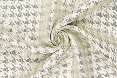Pied de Poule - Polyester stof - catharina - zilver - 22096-020