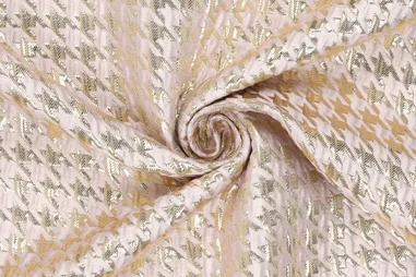 Goldfarbige Stoffe - Polyester stof - Catharina - pied de poule - goud - 22096-580