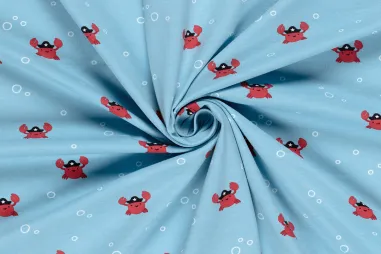 Aqua Blau - Tricot stof - krabbetjes - aquablauw - 21849-003