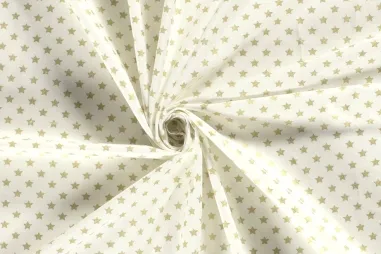 Feeststoffen - Kerststof - katoen poplin - folie kerststerren - gebroken wit - 20704-051