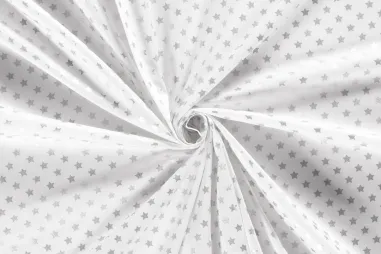 Tischdecke - Kerststof - katoen poplin - folie kerststerren - gebroken wit - 20704-151
