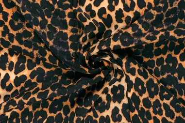 Kunstleer stof - unique leather suede - cognac - 0541-150 - Polyester stof - satijn velvet - luipaardprint - zacht oranje - 24015-056