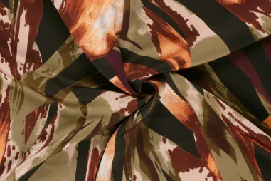 185gr/M² - Polyester stof - satijn duchesse - abstract - zwart multi - 24072-069