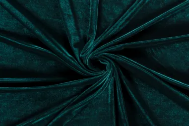 Petrol stoffen - Tricot stof - fluweel rekbaar - petrol - 3348-128