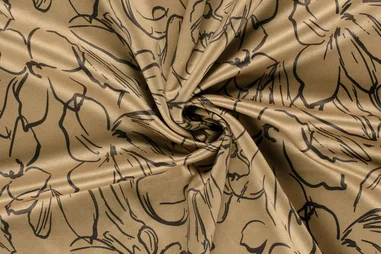 Oeko-Tex klasse 1 - Suèdine stof - suède wildleer - bloemen - camel - 31/24120-053