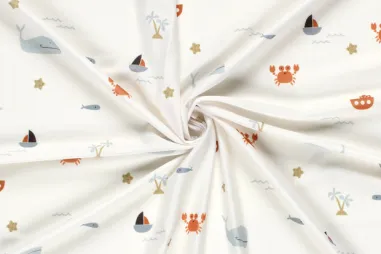 zwemkleding stoffen - Tricot stof - swimwear - zee-thema - gebroken wit - 25/23808-051 