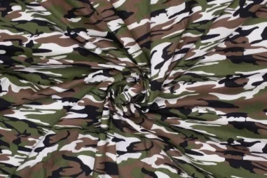 katoenen stoffen met print - Katoen stof - camouflage - groen/bruin/zwart - 310131-83