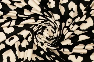 Polytex Stoffen - Tricot stof - sportswear - luipaard - zwart crème - 458026-11