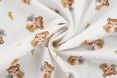 Flanel stoffen - Flanel stof - digitaal tijgers - gebroken wit - 48085-510