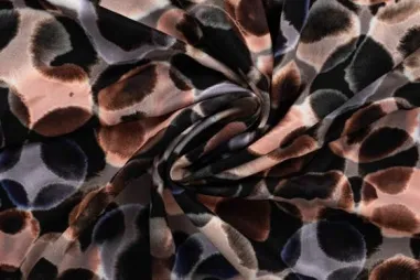 Viscose stoffen - Viscose stof - ecovero - twill - digitaal cirkels - donkerbruin - 24004-580