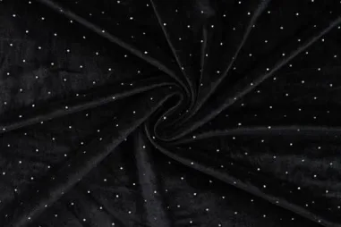 Tricot stof - French Terry - digitaal space - zwart - 4111-001 - Velours stof - dew drops zilver - zwart - 22757-610