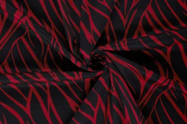 55% polyester, 45% viscose stoffen - Tricot stof - discharge - abstract - donkerrood - 31/24114-016