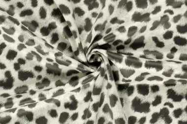Oeko-Tex klasse 1 - Suèdine stof - suède wildleer - luipaardenprint - gebroken wit - 31/24125-051